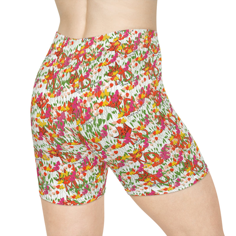 Freestyle Flowers & MDD Logo Women's Biker Shorts (AOP)