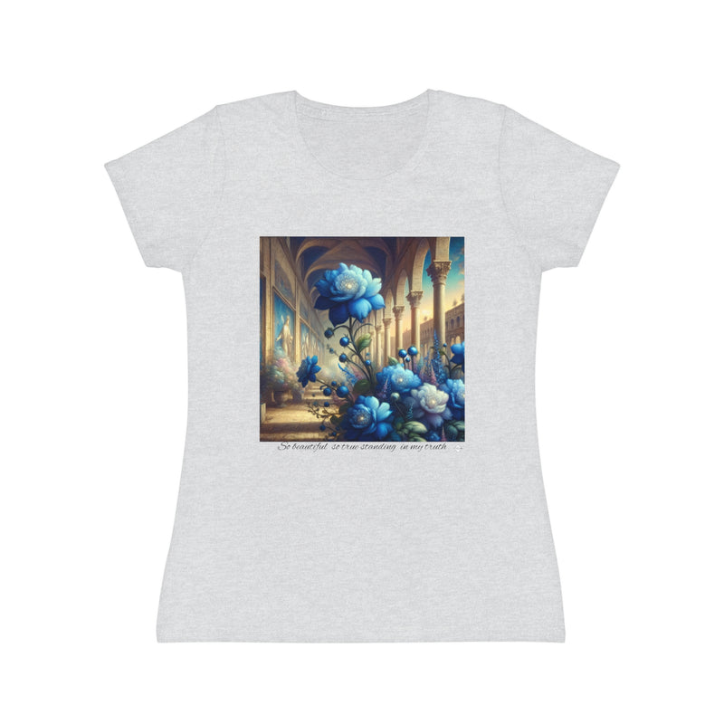 Women's Iconic T-Shirt - Sapphire Flowers Renaissance Background Design