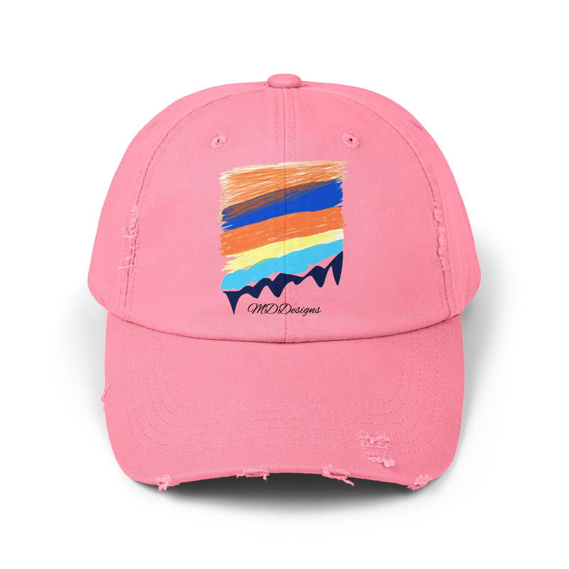 Color Sketch Lines Unisex Distressed Cap