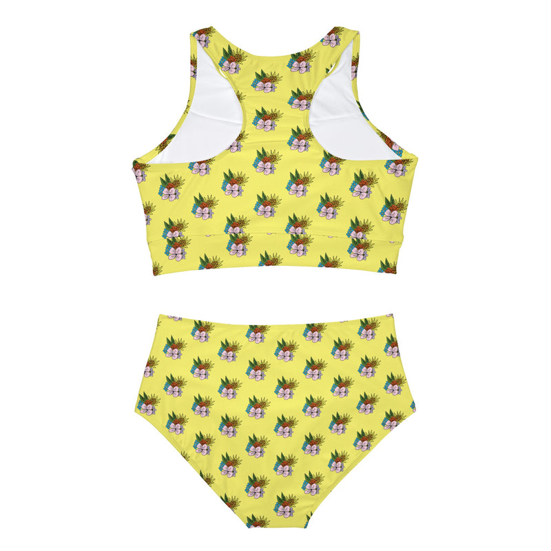 Yellow  Flora Sporty Bikini Set (AOP)