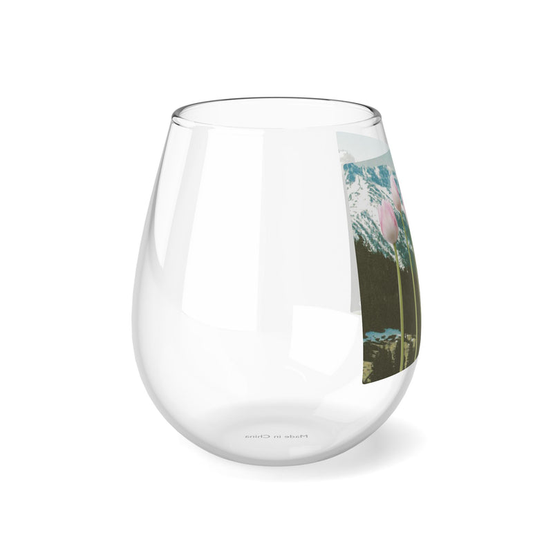 Mountain & Roses Stemless Wine Glass, 11.75oz