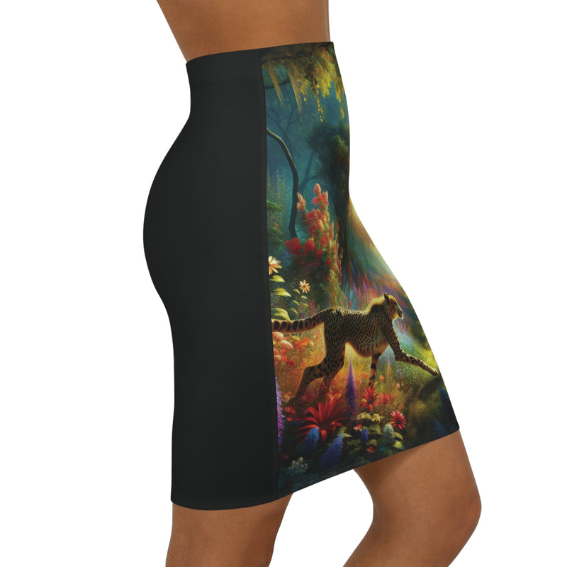 Forest Roaming Mid-Waist Pencil Skirt