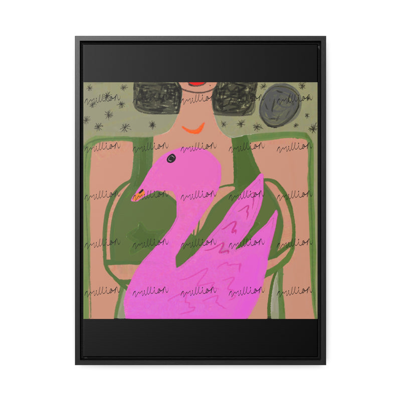 Lady & Flamingo Vertical Frame