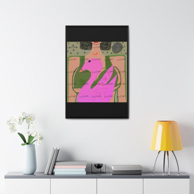 Lady & Flamingo Vertical Frame