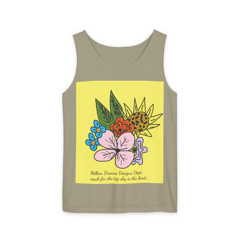 Yellow Flora Unisex Garment-Dyed Tank Top