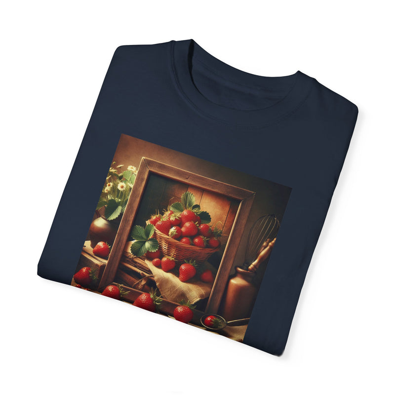 Strawberries Framed Unisex Garment-Dyed T-shirt