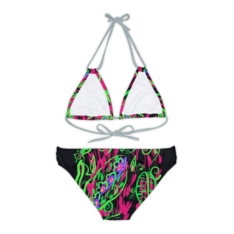 Leafs Neon Strappy Bikini Set (AOP)