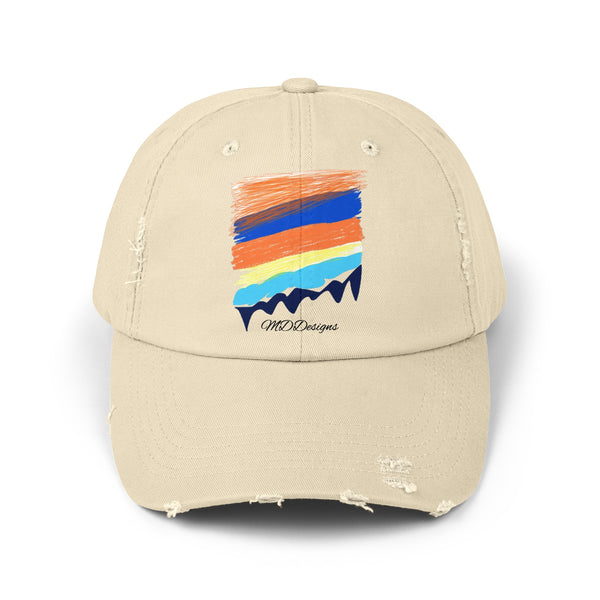 Color Sketch Lines Unisex Distressed Cap