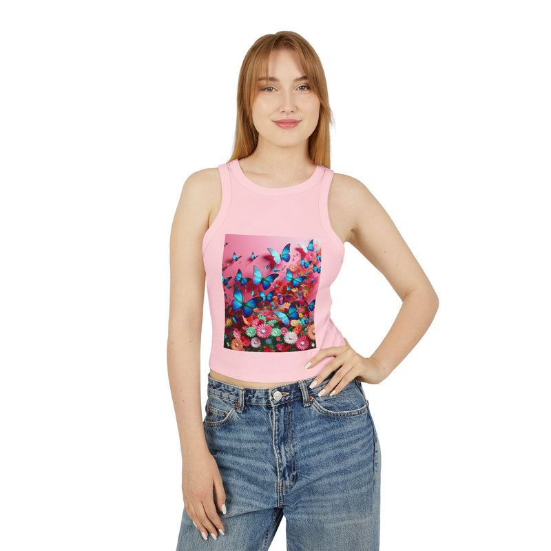 Butterflies In Pink Women's Micro Rib Racer Tank Top