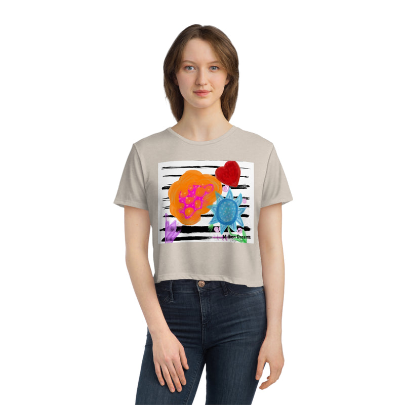 Paint Garden2 Women's Flowy Cropped Tee