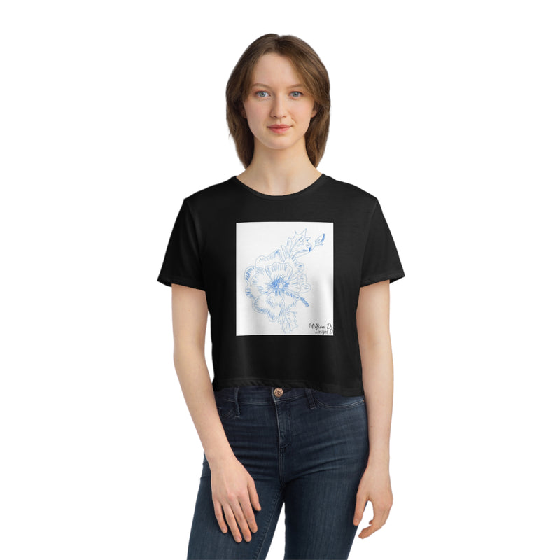 Sketch Flower Women's Flowy Cropped Tee