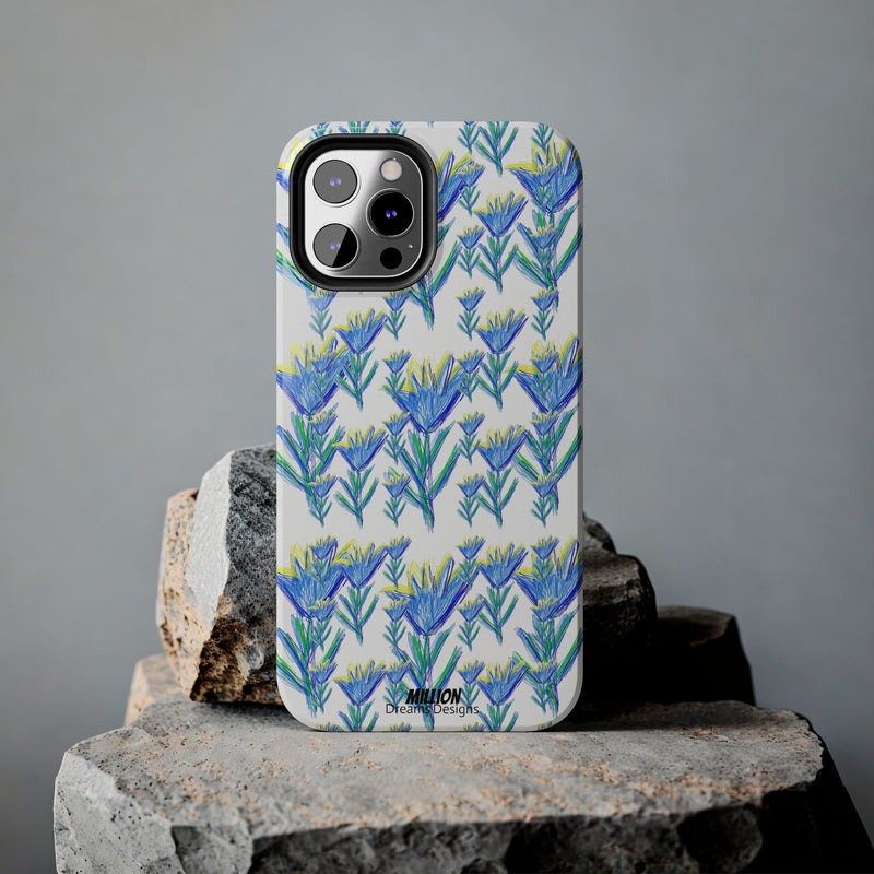 Blue Flower AOP Tough Phone Case