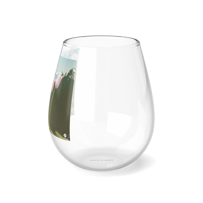 Mountain & Roses Stemless Wine Glass, 11.75oz