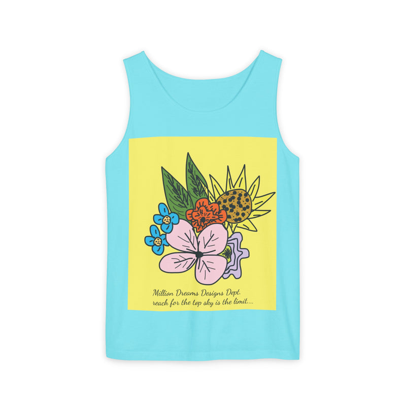 Yellow Flora Unisex Garment-Dyed Tank Top