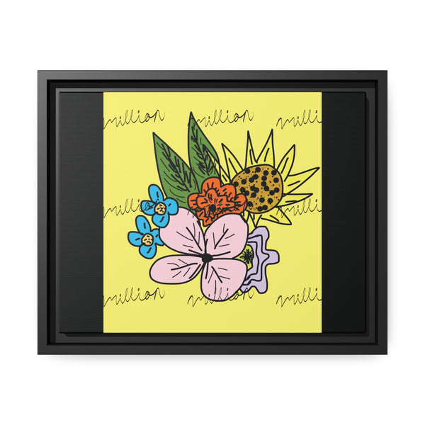 Yellow Flora Matte Canvas, Black Frame