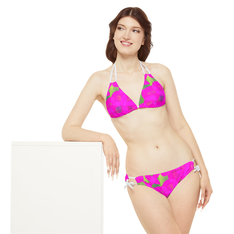 Sketch & Pink Design Strappy Bikini Set (AOP)