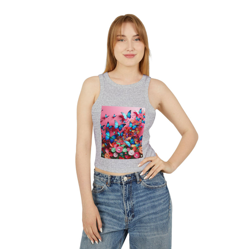 Butterflies In Pink Women's Micro Rib Racer Tank Top