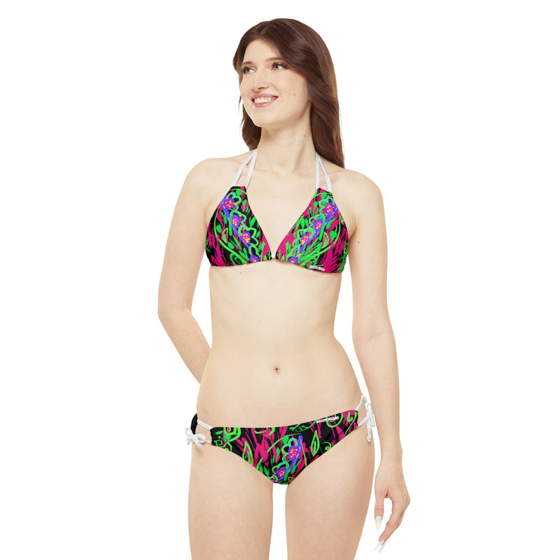 Leafs Neon Strappy Bikini Set (AOP)