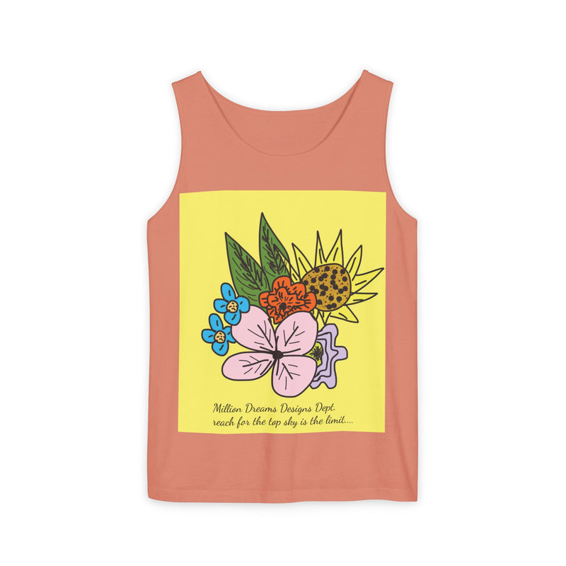 Yellow Flora Unisex Garment-Dyed Tank Top