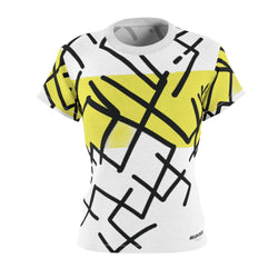 Black & Yellow Women's Cut & Sew Tee (AOP)