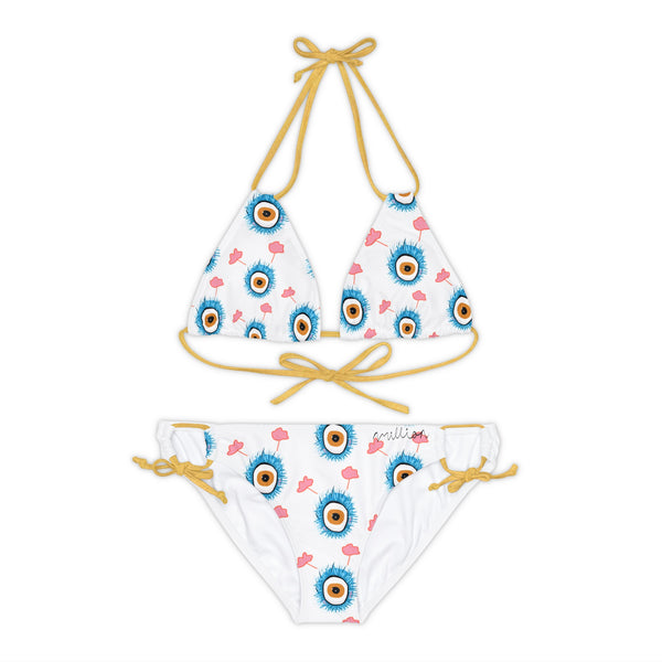 Eye Ball Strappy Bikini Set (AOP)