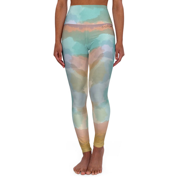 Watercolor Pastel Design High Waisted Yoga Leggings (AOP)