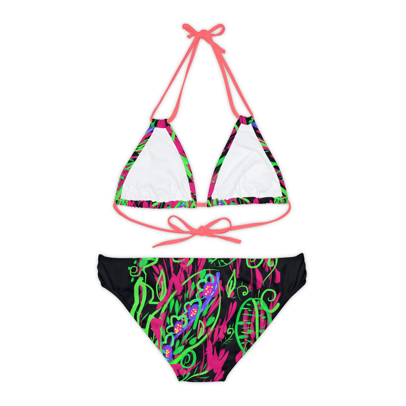 Leafs Neon Strappy Bikini Set (AOP)