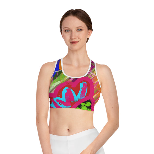 Abstract Frenzy Print Sports Bra (AOP)