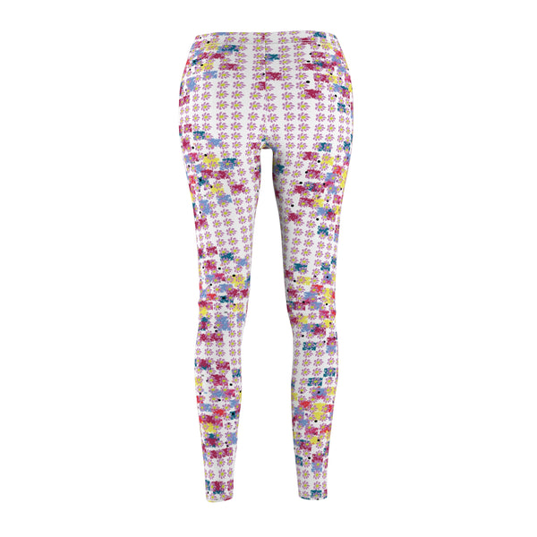 Dots Variety & Petals Women's Cut & Sew Casual Leggings (AOP)