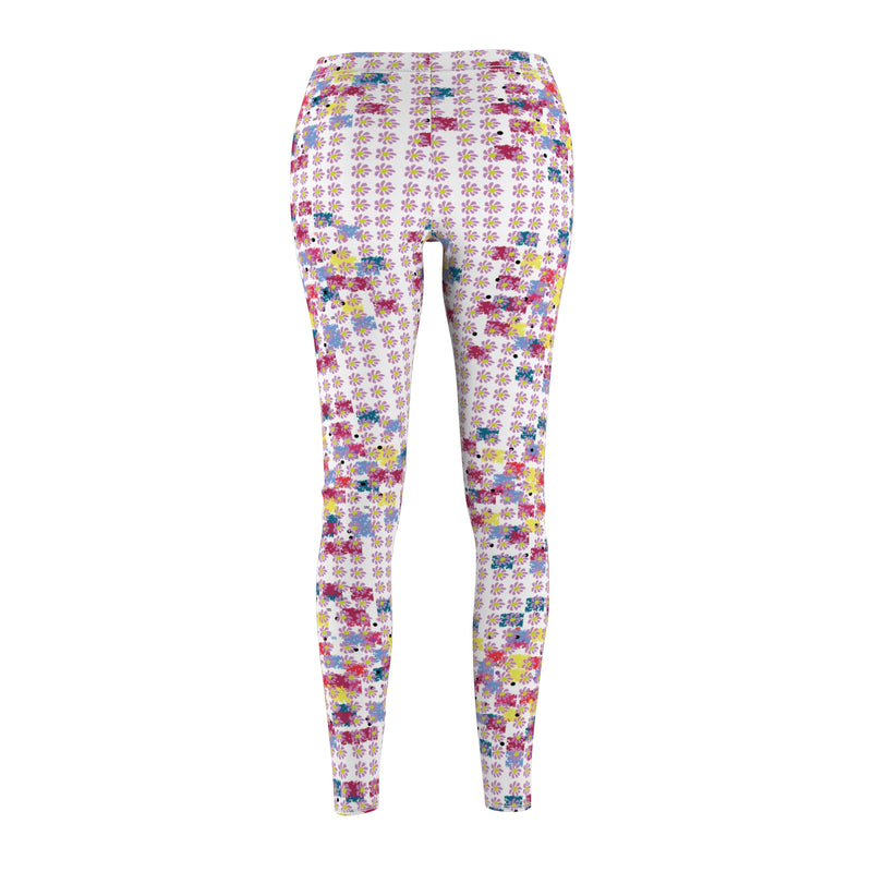 Dots Variety & Petals Women's Cut & Sew Casual Leggings (AOP)