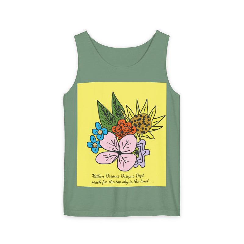 Yellow Flora Unisex Garment-Dyed Tank Top