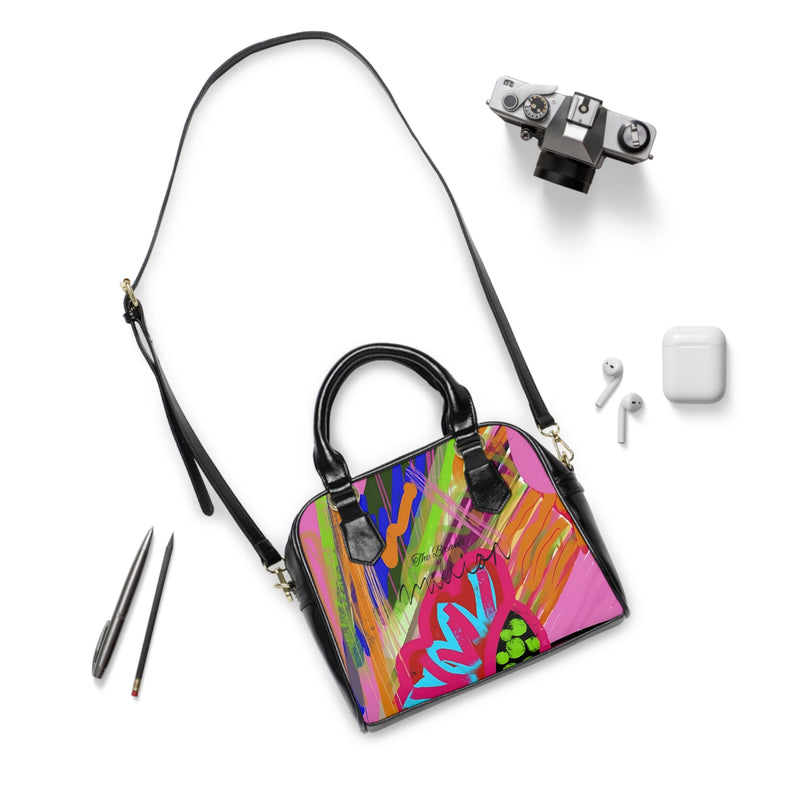 Abstract Frenzy Print Shoulder Handbag