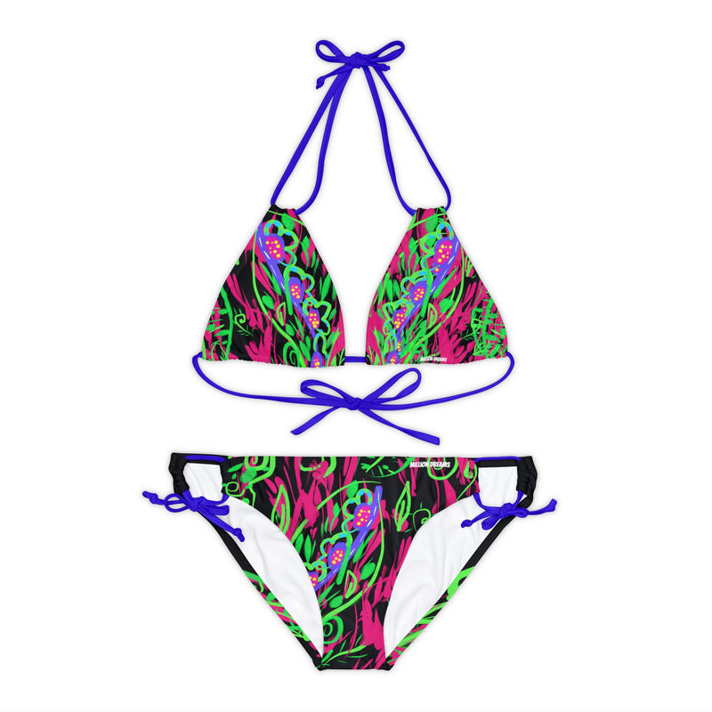 Leafs Neon Strappy Bikini Set (AOP)