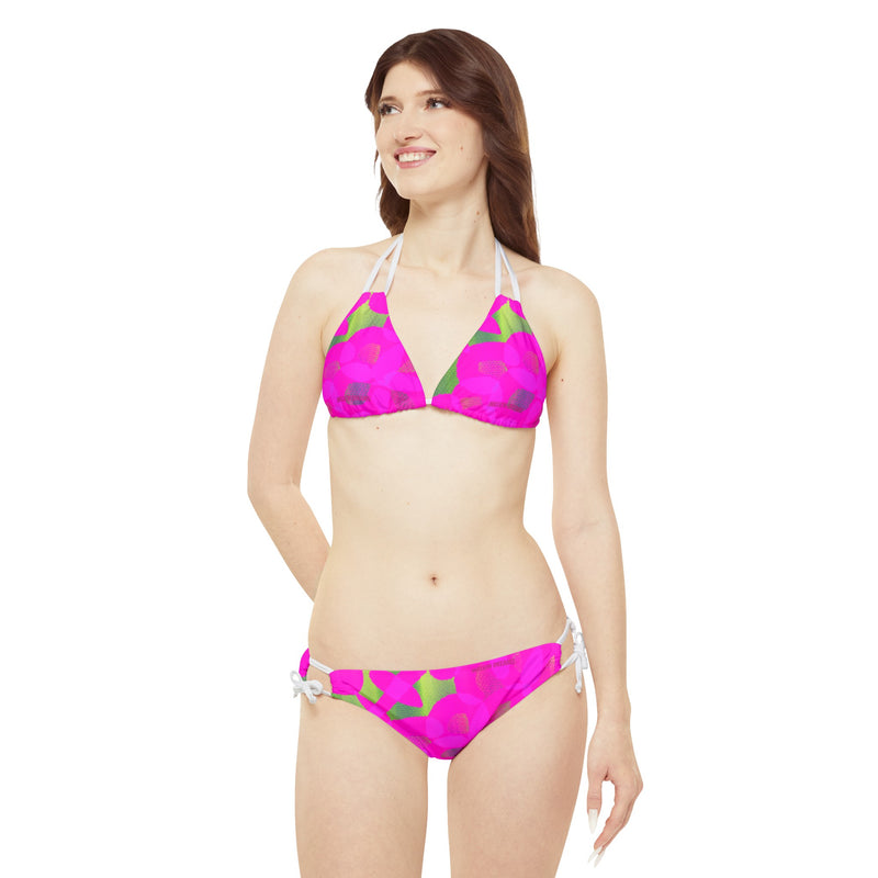 Sketch & Pink Design Strappy Bikini Set (AOP)