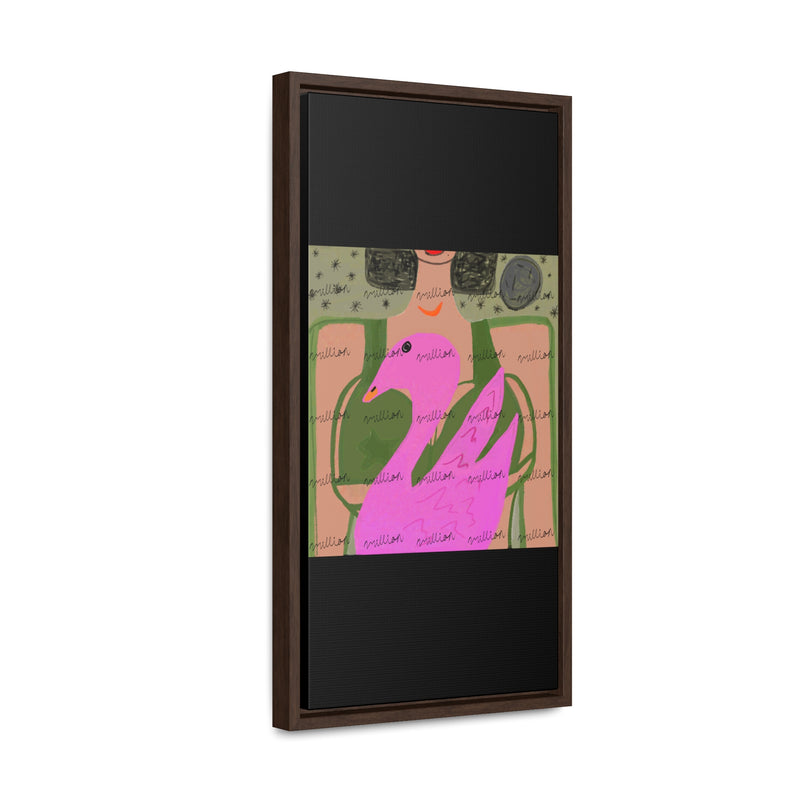 Lady & Flamingo Vertical Frame