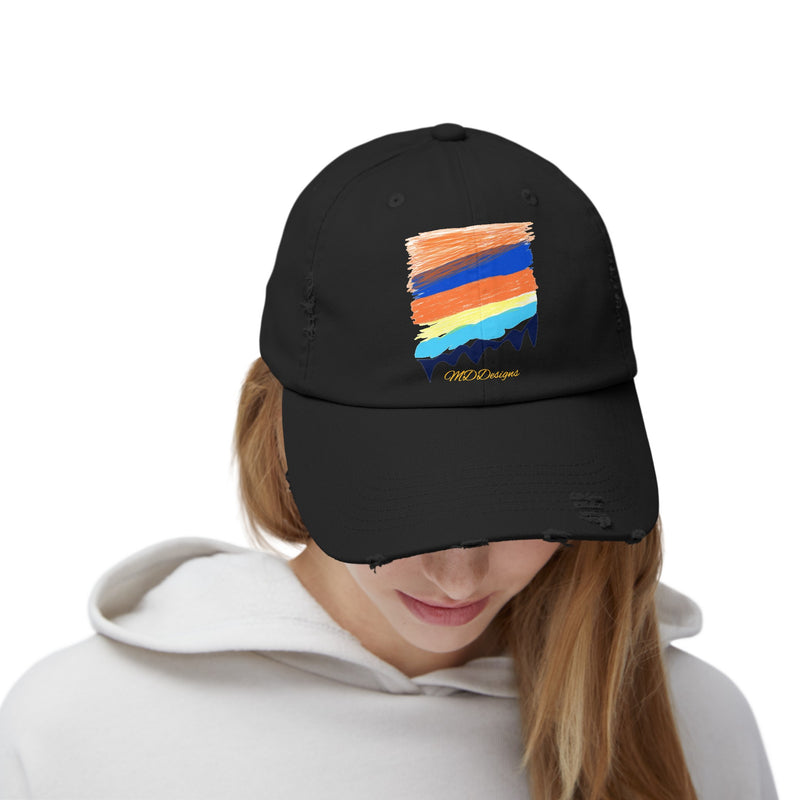 Color Sketch Lines Unisex Distressed Cap