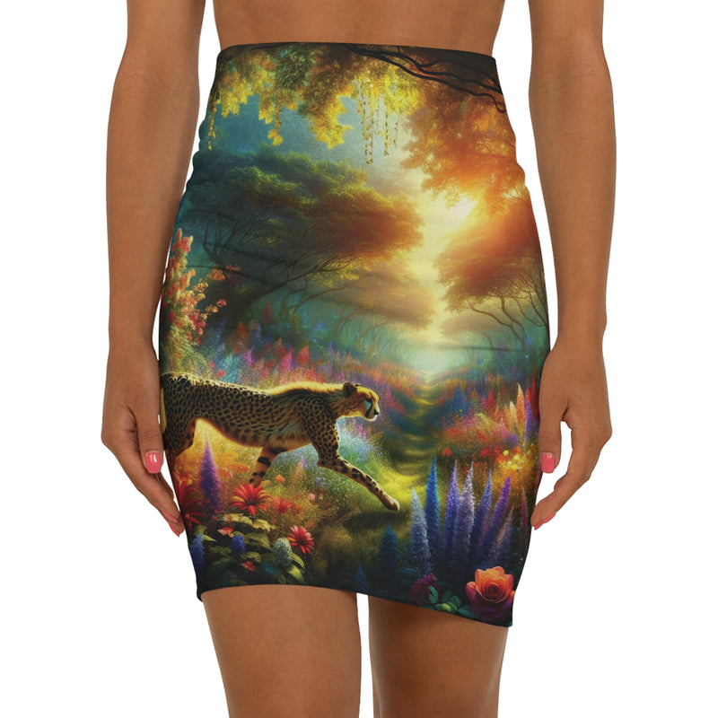 Forest Roaming Mid-Waist Pencil Skirt