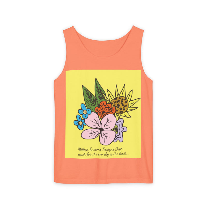 Yellow Flora Unisex Garment-Dyed Tank Top