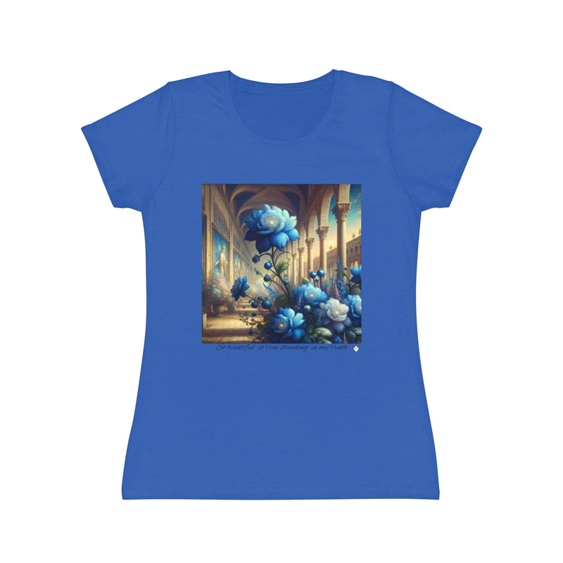 Women's Iconic T-Shirt - Sapphire Flowers Renaissance Background Design