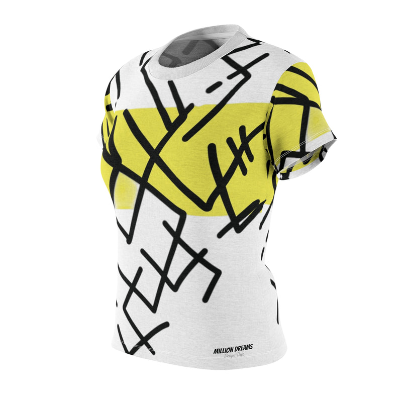 Black & Yellow Women's Cut & Sew Tee (AOP)