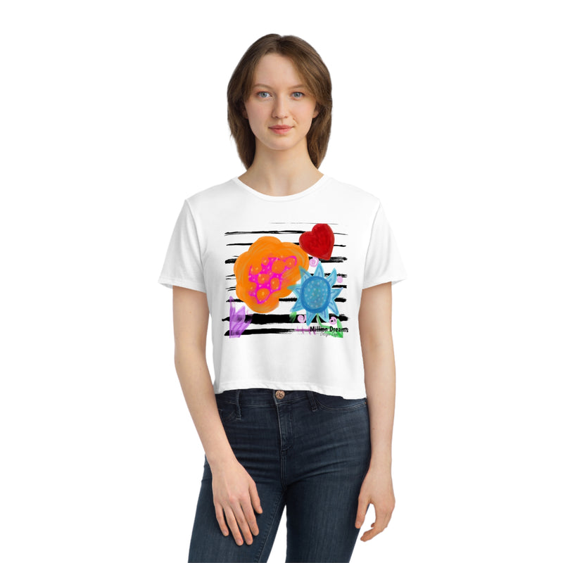 Paint Garden2 Women's Flowy Cropped Tee