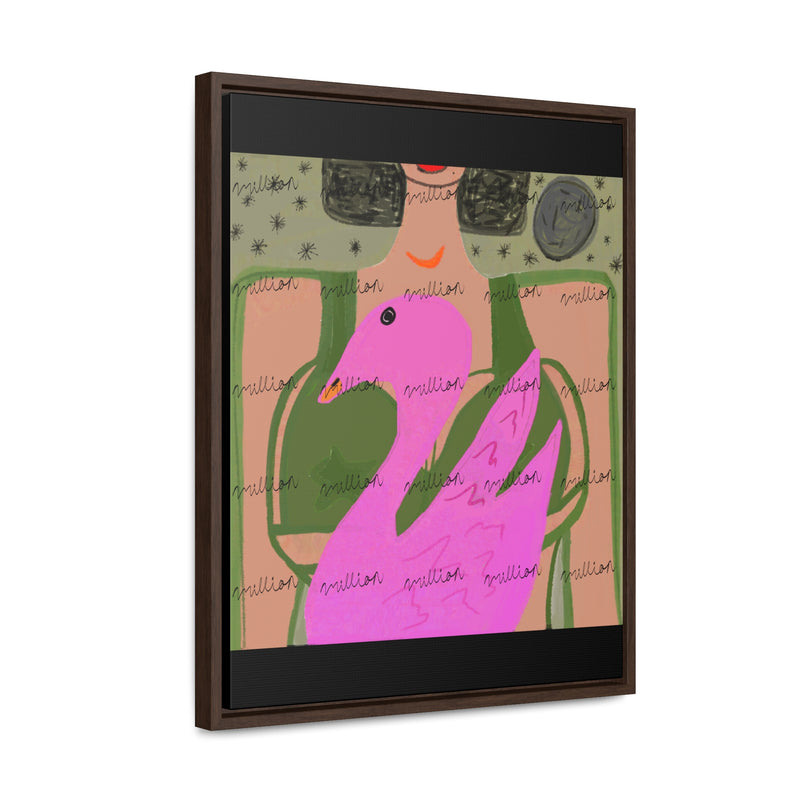 Lady & Flamingo Vertical Frame