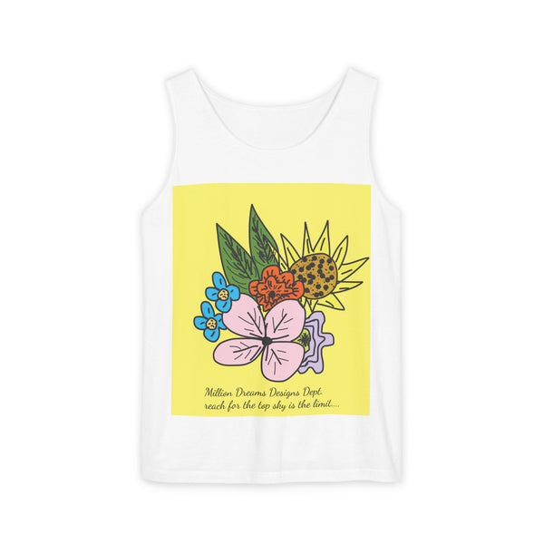 Yellow Flora Unisex Garment-Dyed Tank Top