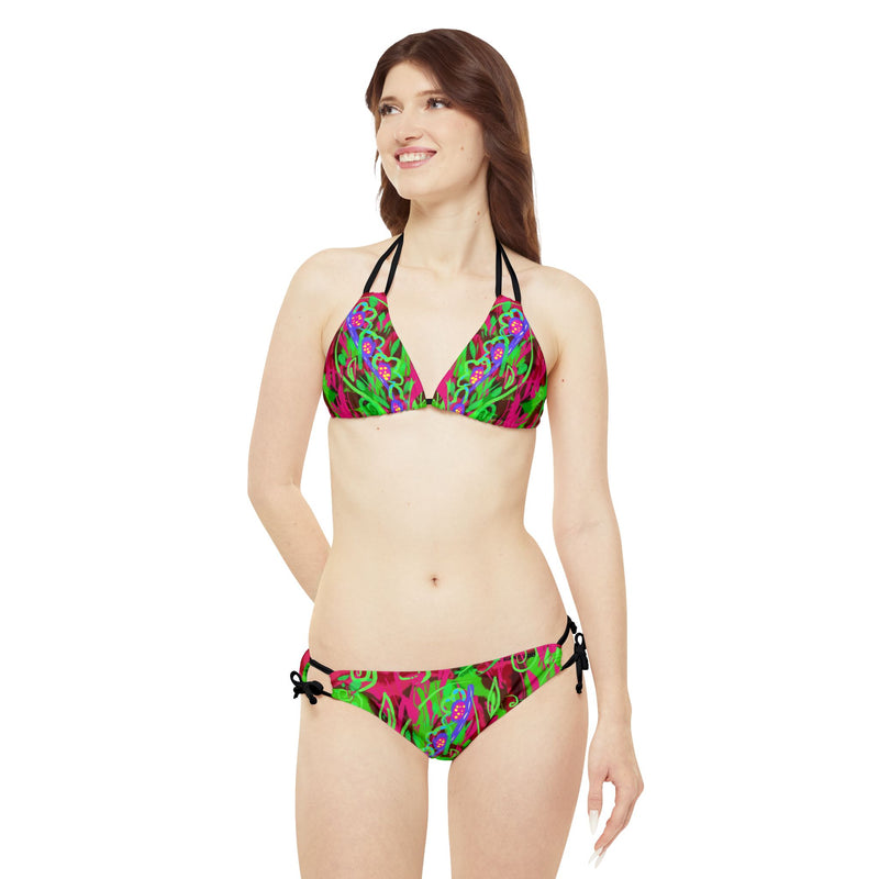 Leafs Neon & Tye Dye Strappy Bikini Set (AOP)