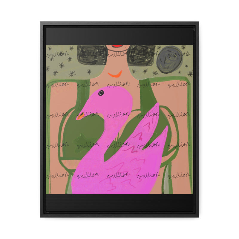 Lady & Flamingo Vertical Frame