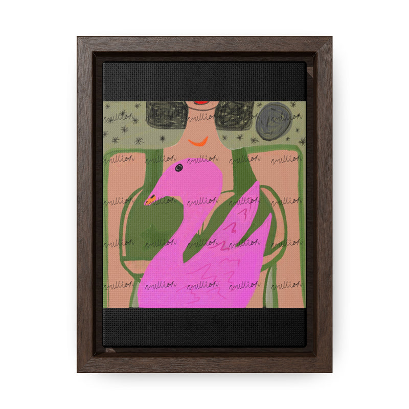 Lady & Flamingo Vertical Frame