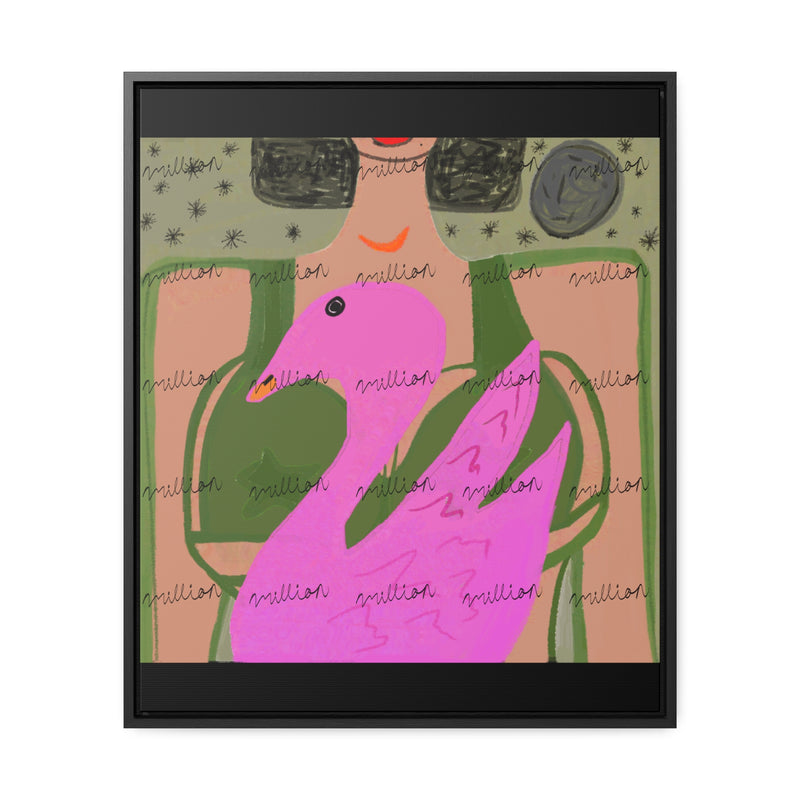 Lady & Flamingo Vertical Frame