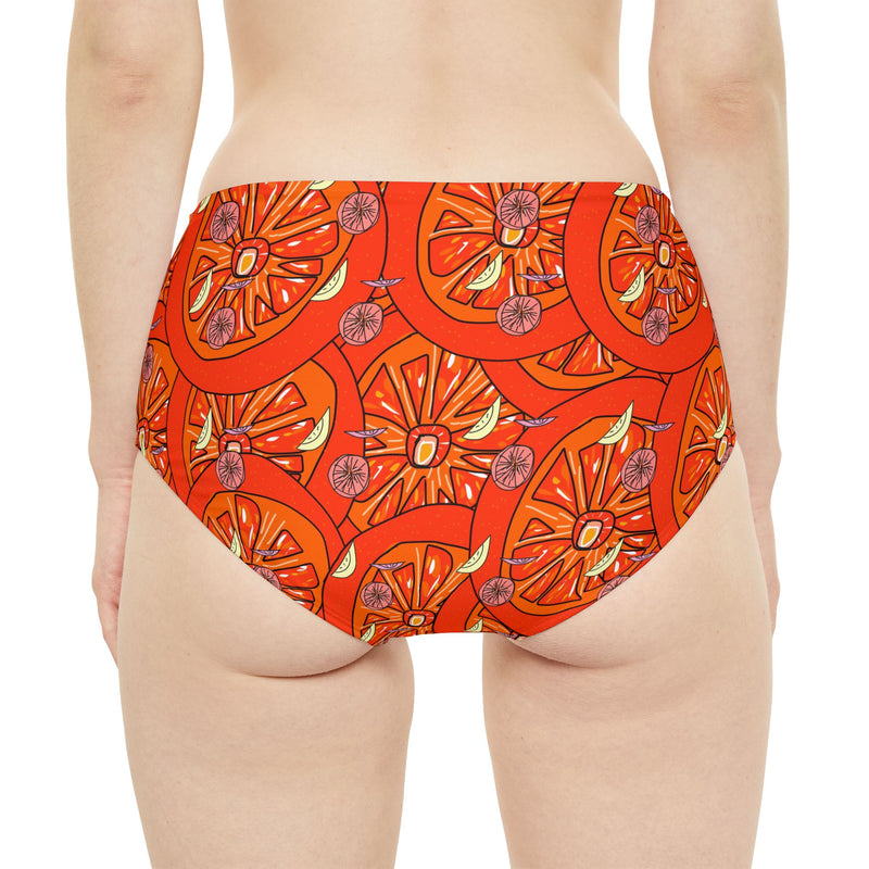 Tangie Orange 2.0 High-Waist Hipster Bikini Bottom (AOP)