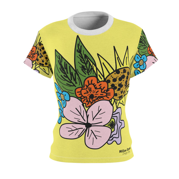 Yellow Flora Women's Cut & Sew Tee (AOP)