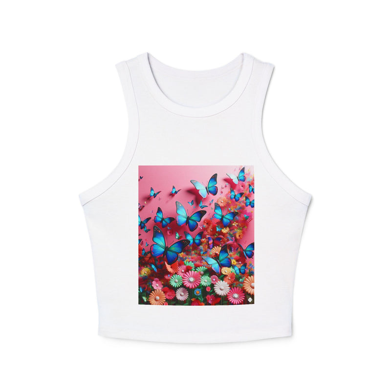 Butterflies In Pink Women's Micro Rib Racer Tank Top